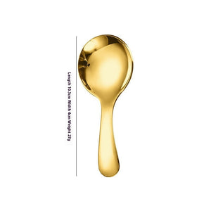 Stainless Steel Short Handle Round Head Shell Spoon & Fork – Elegant Dining Cutlery