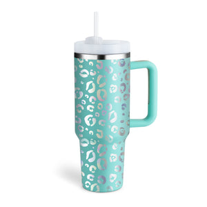 40oz Stainless Steel Coffee Mug with Straw & Handle – Large Capacity Travel Cup