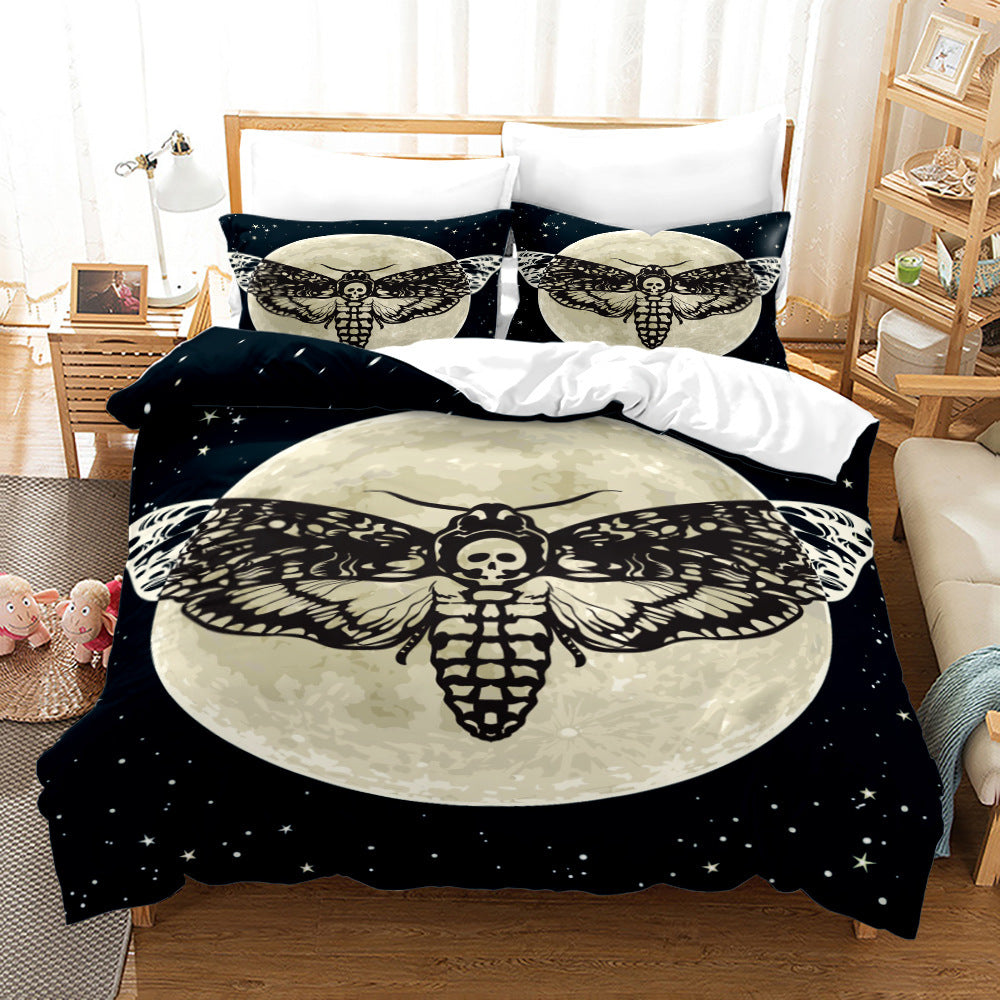 Acherontia Lachesis Printed Bedding Set – Modern 3-Piece Bed Sheet & Quilt Cover