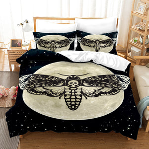 Acherontia Lachesis Printed Bedding Set – Modern 3-Piece Bed Sheet & Quilt Cover